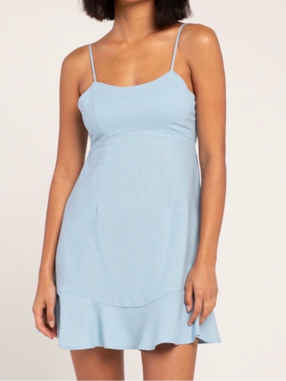 NWT Love Tree Light Blue Mini Dress with Ruffle Hem